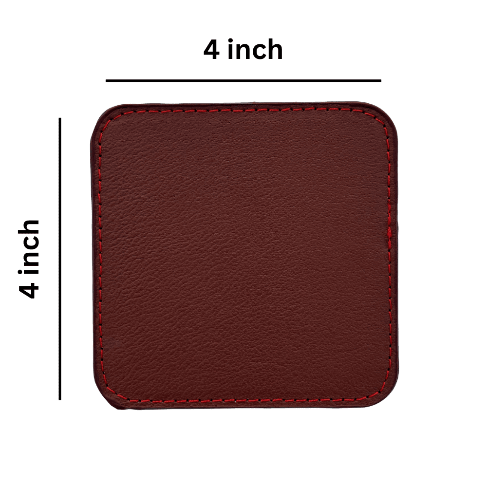 4 pack original leather coasters set with holder – 4 inch round drink mats - 