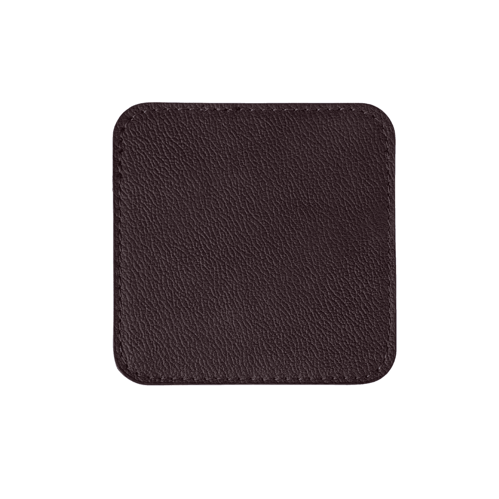 4 pack original leather coasters set with holder – 4 inch round drink mats - 