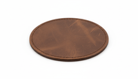 4 Pack Original Leather Coasters Set with Holder – 4 Inch Round Drink Mats - 