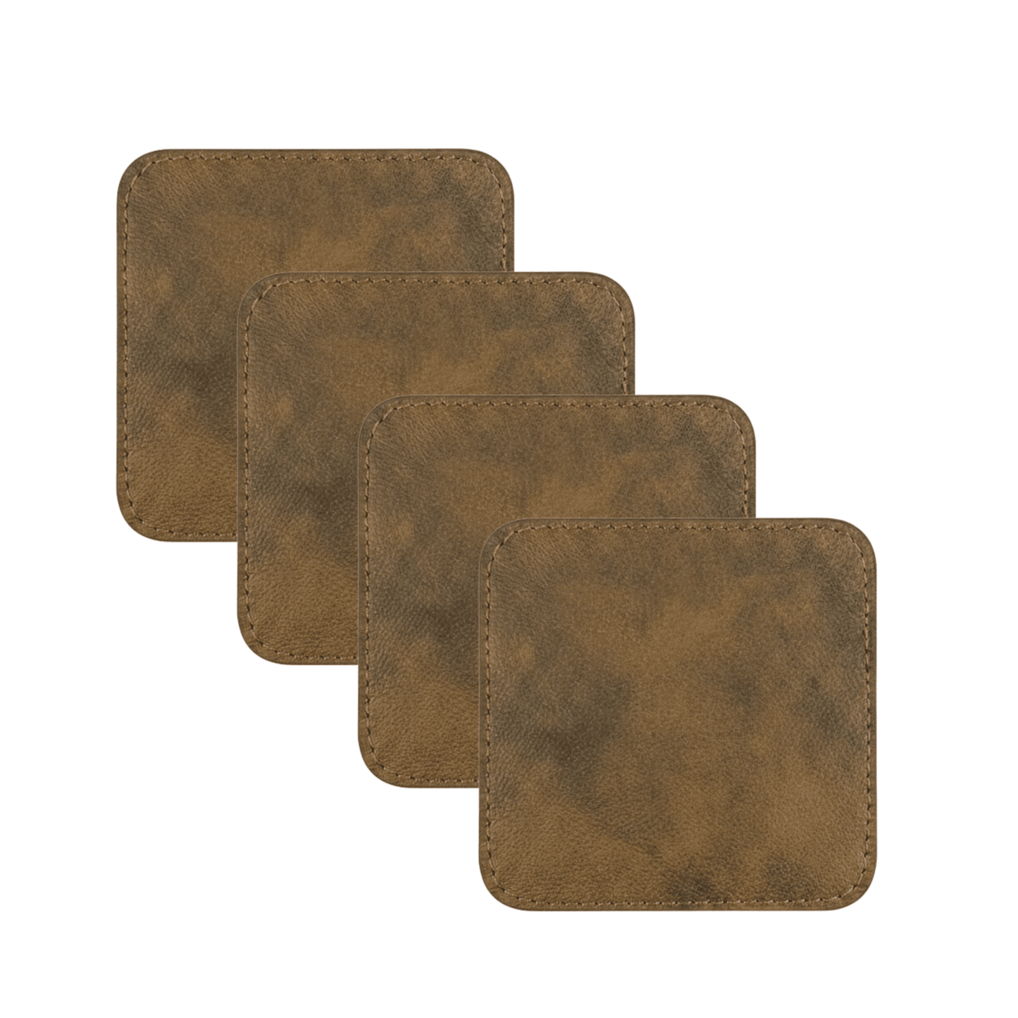 4 pack original leather coasters set with holder – 4 inch round drink mats - 