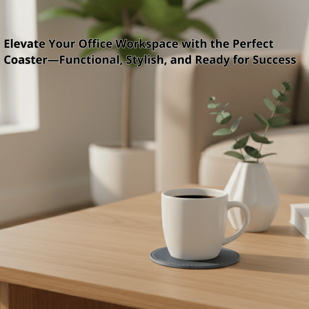 4 Pack Original Leather Coasters Set with Holder – 4 Inch Round Drink Mats - 