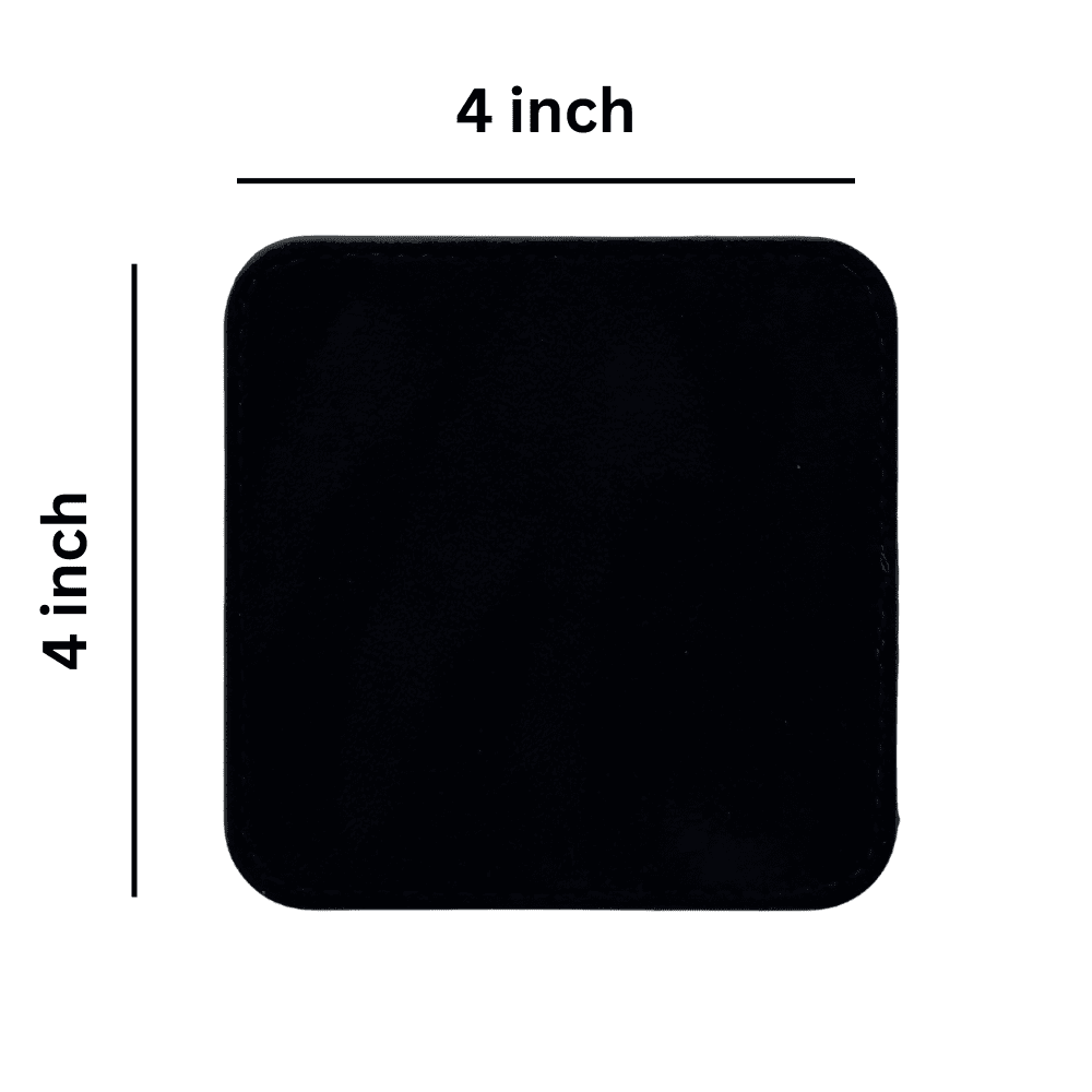 4 pack original leather coasters set with holder – 4 inch round drink mats - 