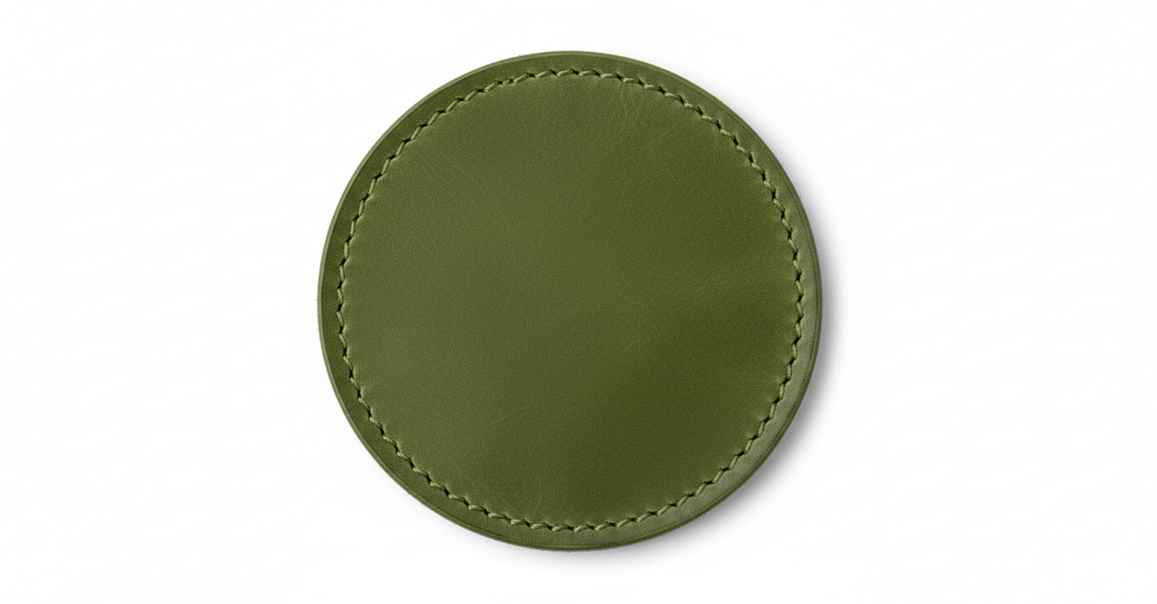4 Pack Original Leather Coasters Set with Holder – 4 Inch Round Drink Mats - 