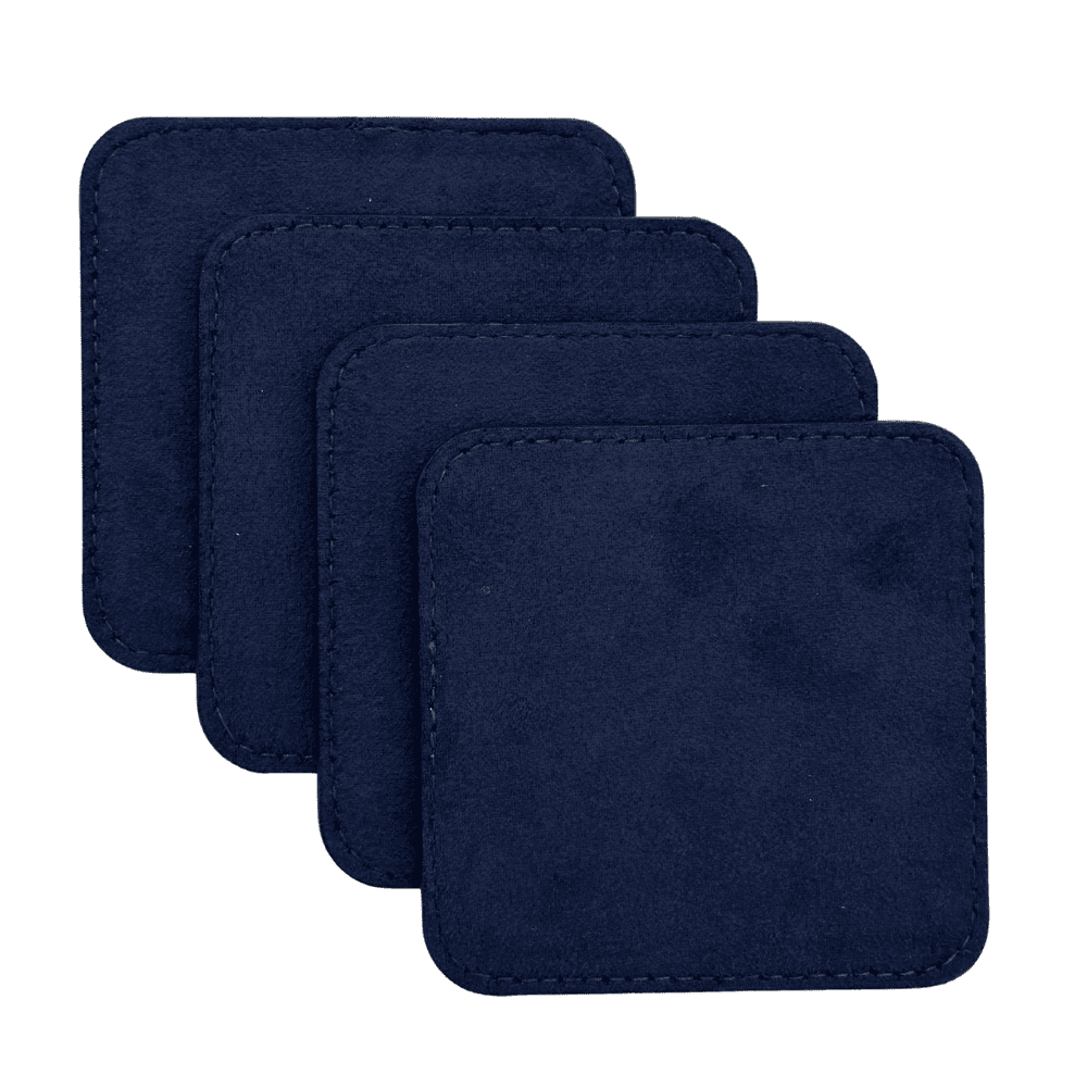 4 pack original leather coasters set with holder – 4 inch round drink mats - 