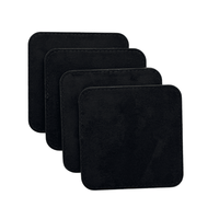 4 Pack Original Leather Coasters Set with Holder – 4 Inch Round Drink Mats - 