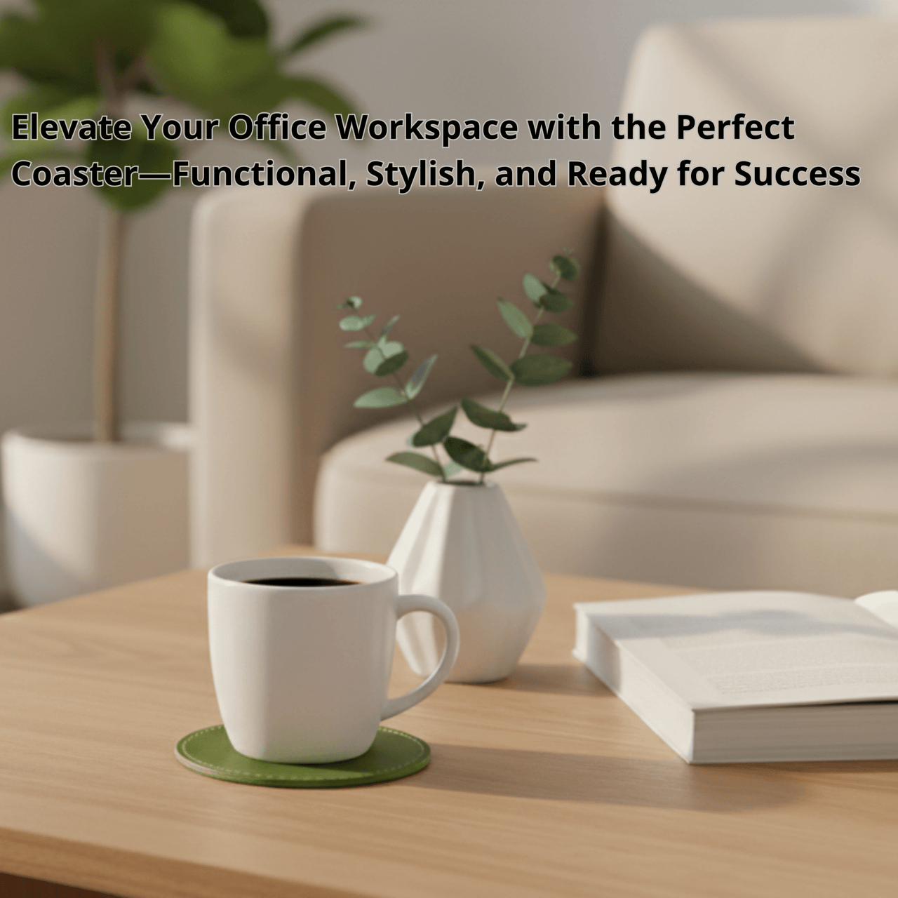 4 Pack Original Leather Coasters Set with Holder – 4 Inch Round Drink Mats - 