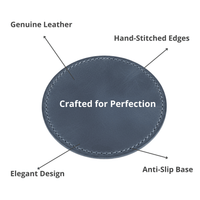 4 Pack Original Leather Coasters Set with Holder – 4 Inch Round Drink Mats - 
