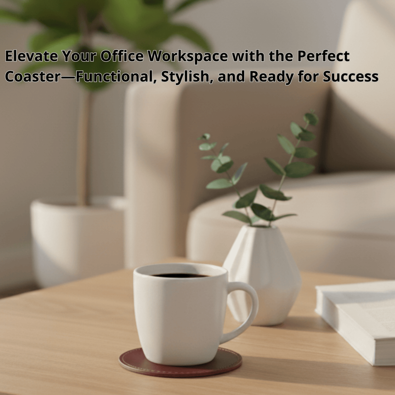 4 Pack Original Leather Coasters Set with Holder – 4 Inch Round Drink Mats - 