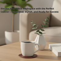 4 Pack Original Leather Coasters Set with Holder – 4 Inch Round Drink Mats - 