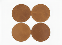 4 Pack Original Leather Coasters Set with Holder – 4 Inch Round Drink Mats - 