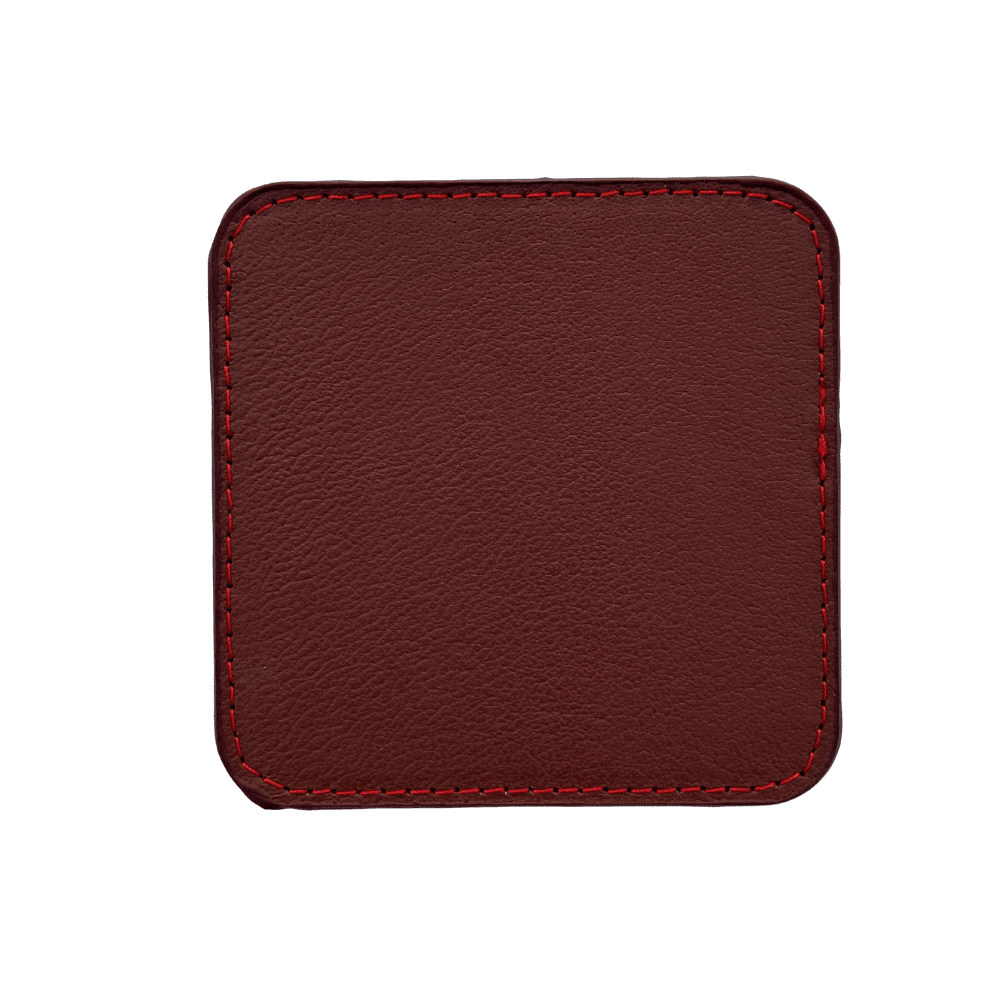 4 pack original leather coasters set with holder – 4 inch round drink mats - 