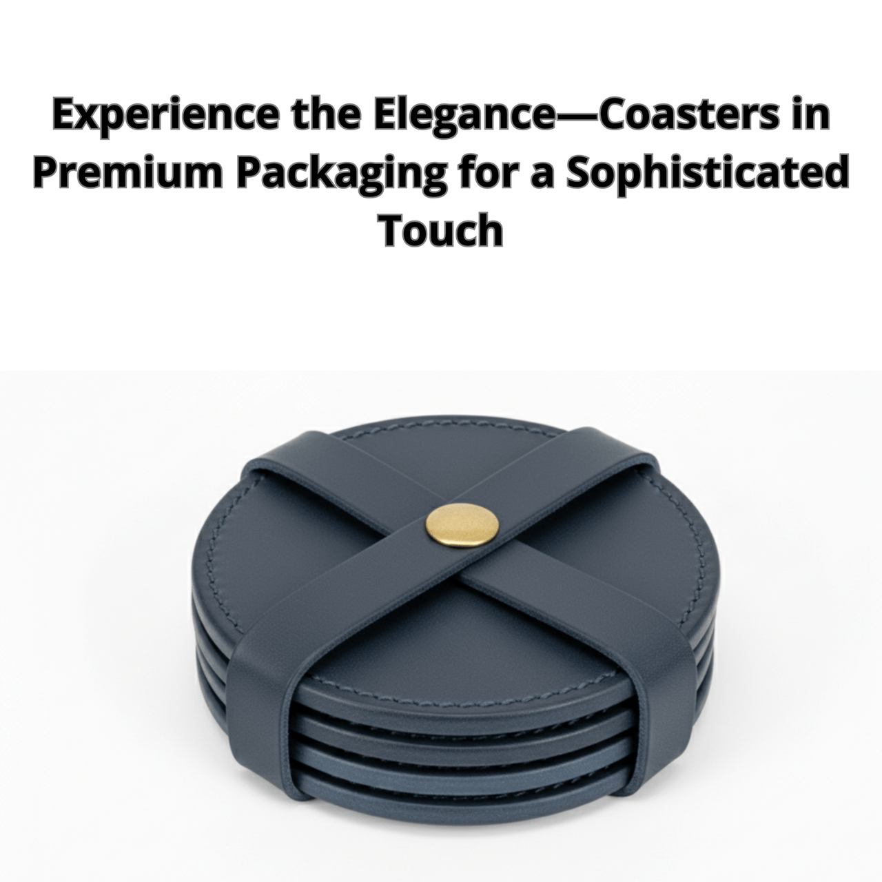 4 Pack Original Leather Coasters Set with Holder – 4 Inch Round Drink Mats - 