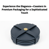 4 Pack Original Leather Coasters Set with Holder – 4 Inch Round Drink Mats - 