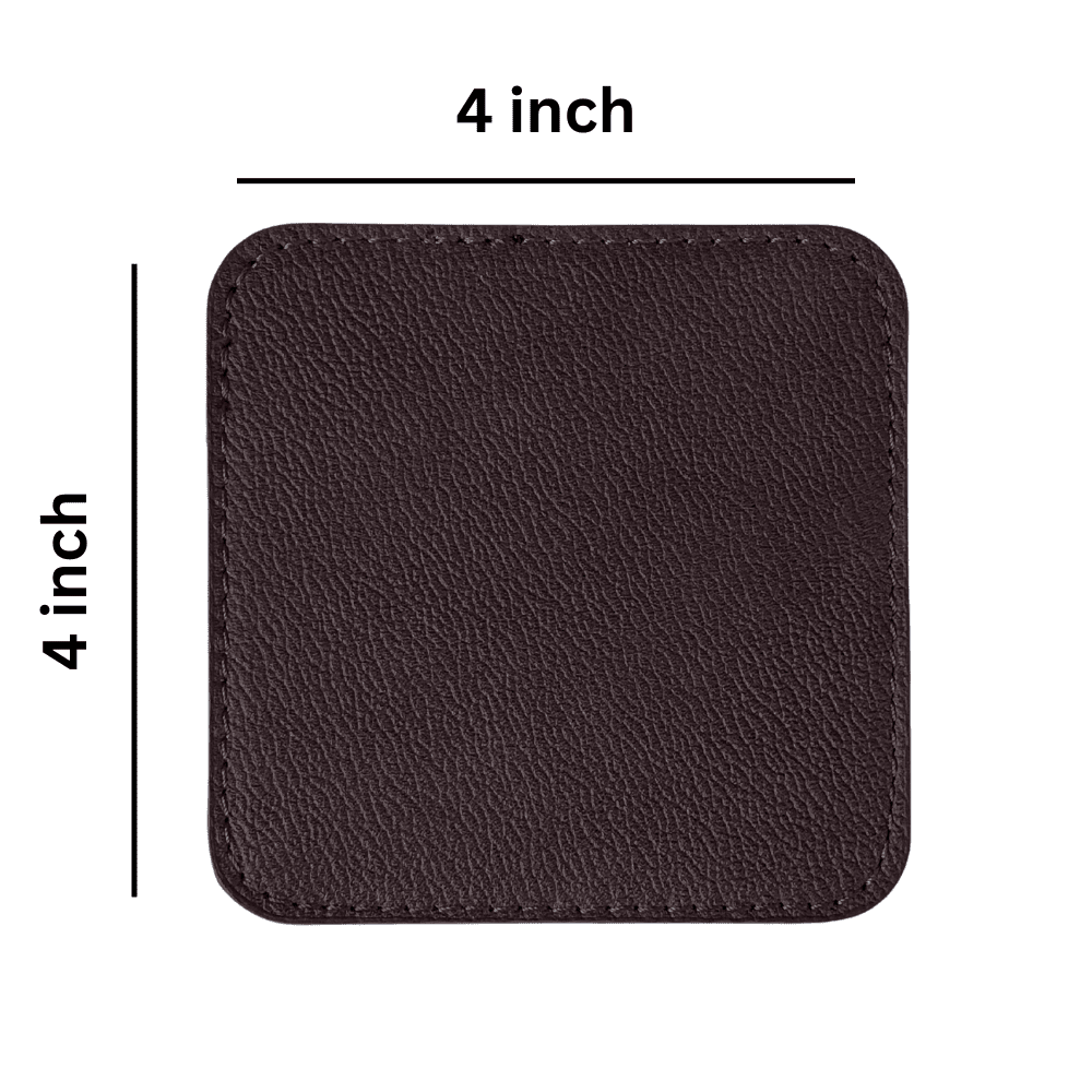 4 pack original leather coasters set with holder – 4 inch round drink mats - 