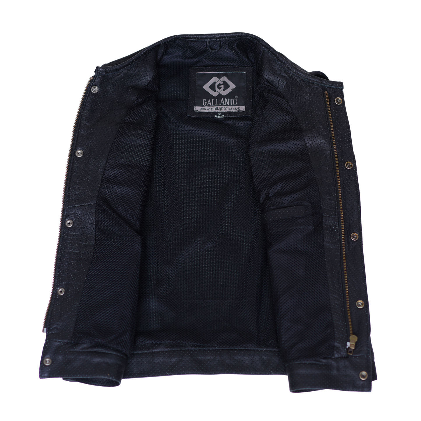 men’s premium perforated leather biker vest - breathable waistcoat