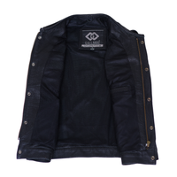 Men’s Perforated Leather Biker Vest with Breathable Design
