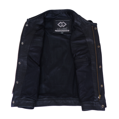 Men’s Premium Perforated Leather Biker Vest - Breathable Waistcoat
