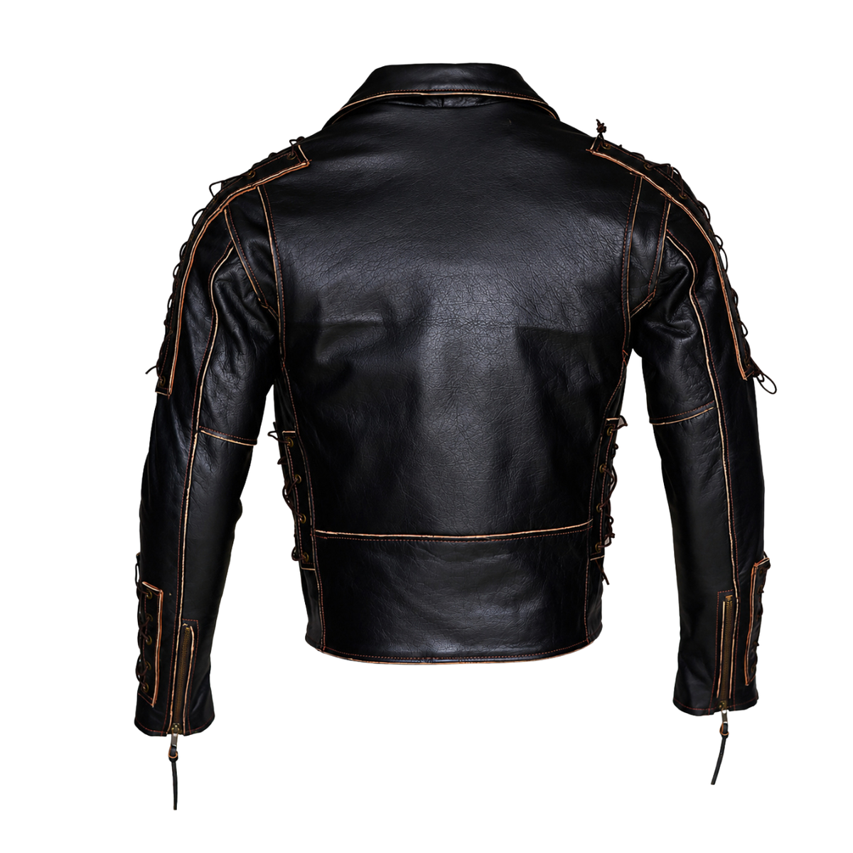 Brando Style Antique Rub Off Lace Leather Jacket