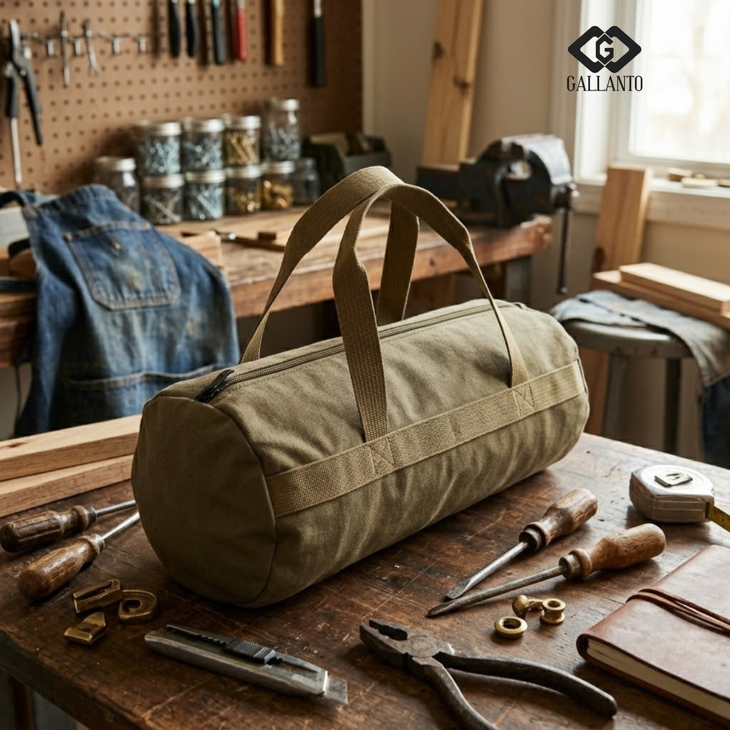 premium heavy duty canvas tool bag-small cylindrical tool bag