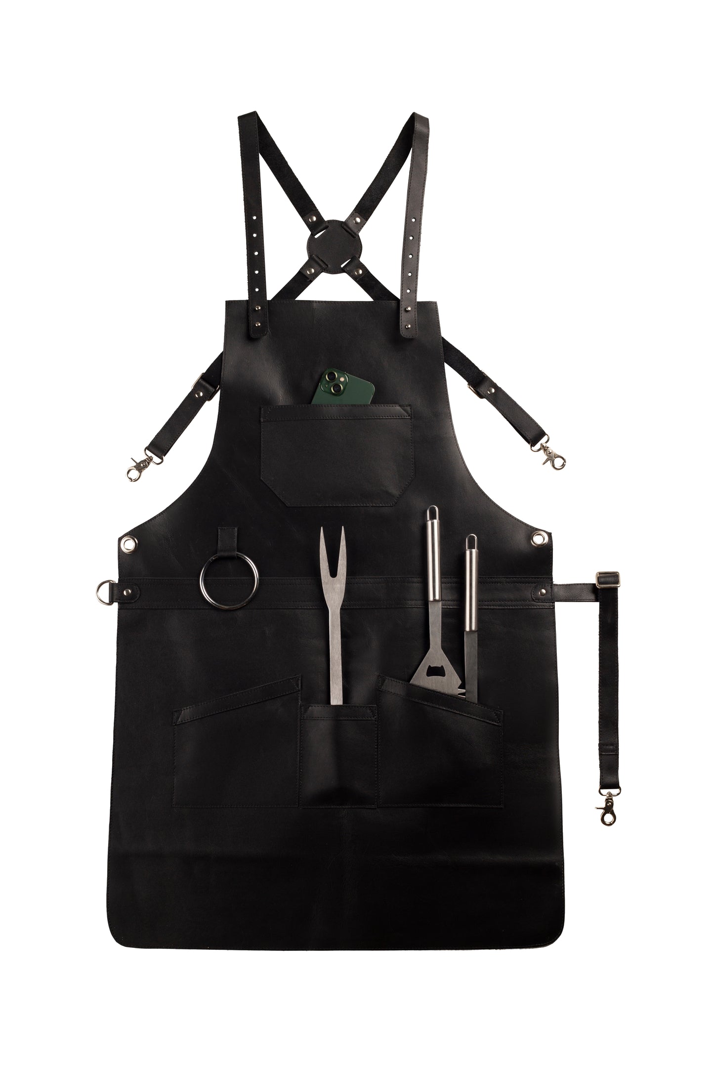 real leather multi-pocket apron butcher apron - bbq apron - cooking apron