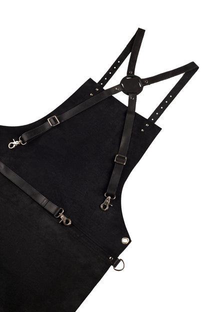 Real Leather Multi-Pocket Apron Butcher Apron - BBQ Apron - Cooking Apron