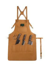 Real Leather Multi-Pocket Apron Butcher Apron - BBQ Apron - Cooking Apron