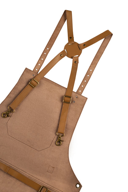 Real Leather Multi-Pocket Apron Butcher Apron - BBQ Apron - Cooking Apron