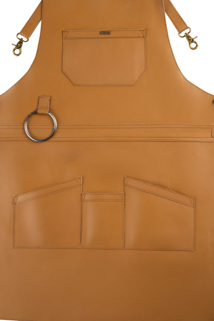 Real Leather Multi-Pocket Apron Butcher Apron - BBQ Apron - Cooking Apron