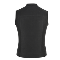 Women Waistcoat in Black Cotton Twill with Multiple Pockets