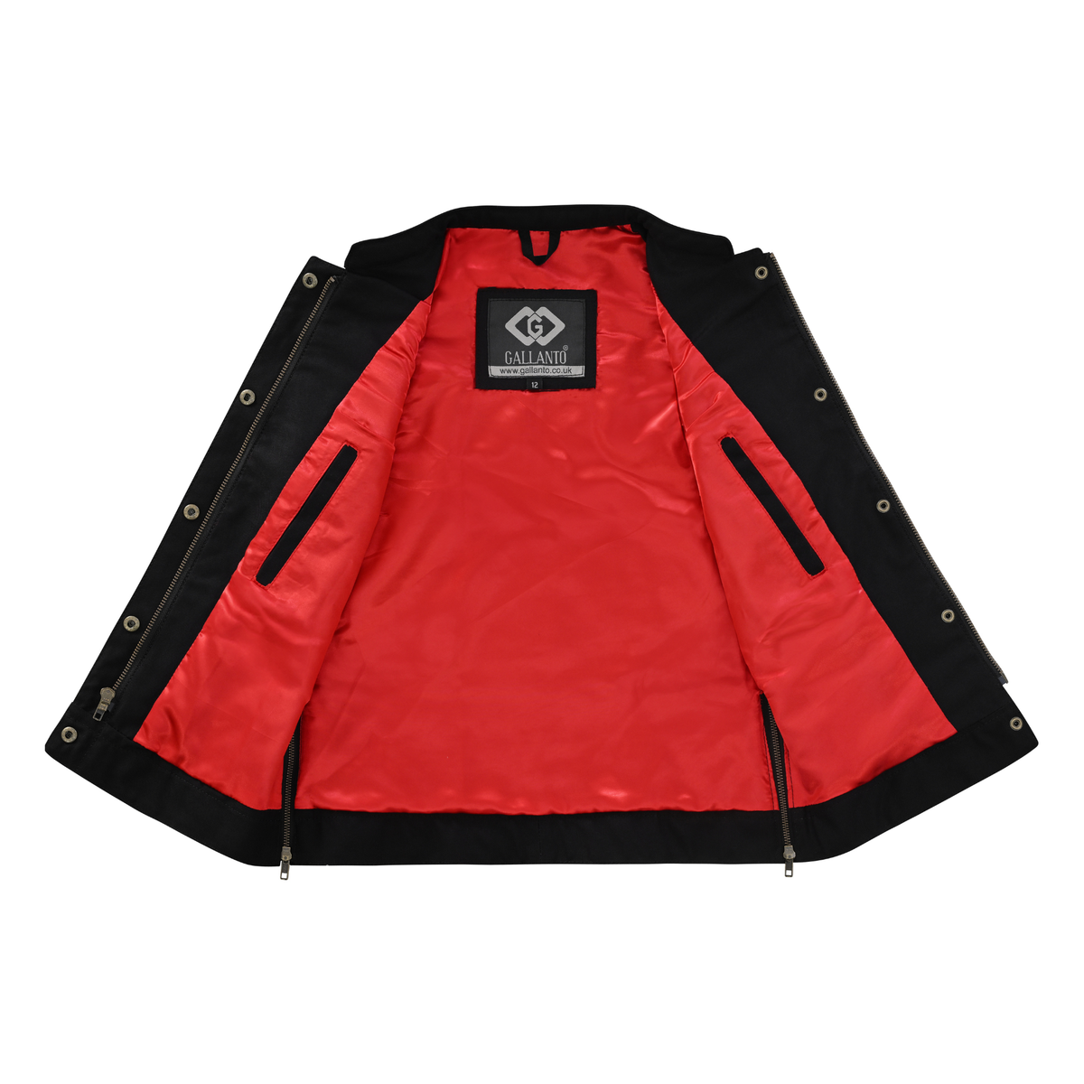 women waistcoat in black cotton twill with multiple pockets