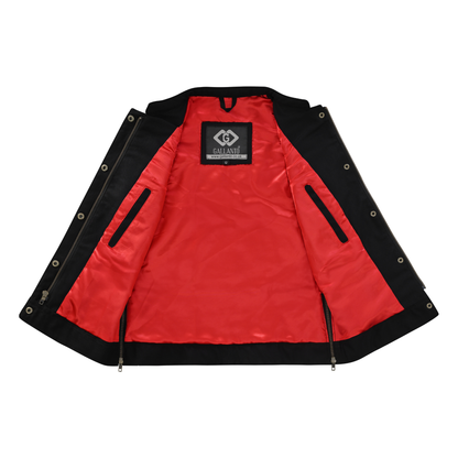 Women Waistcoat in Black Cotton Twill with Multiple Pockets