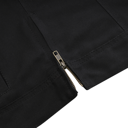 Women Waistcoat in Black Cotton Twill with Multiple Pockets