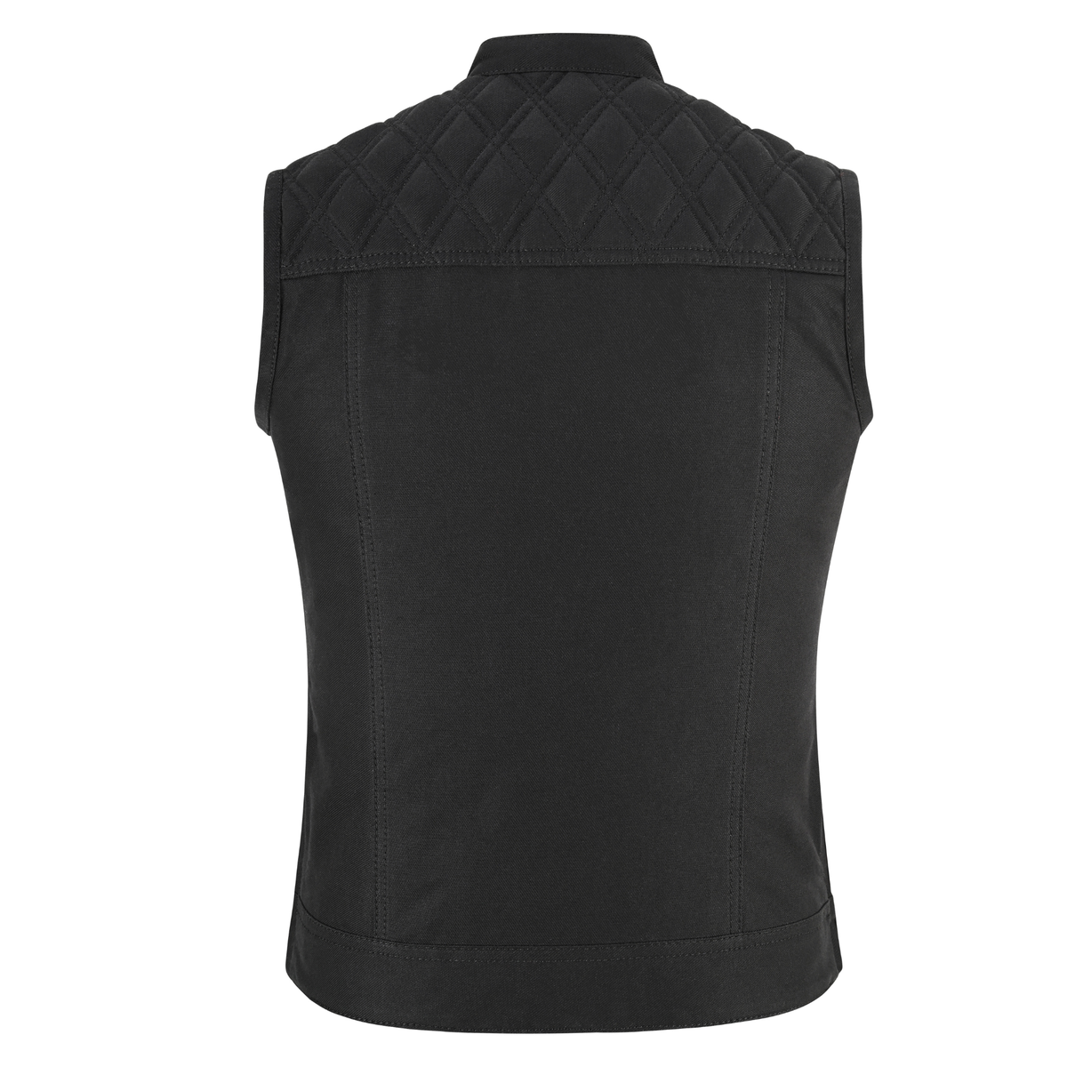 women waistcoat in black cotton twill with multiple pockets