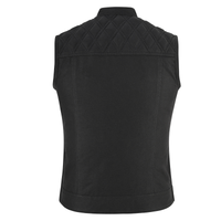 Women Waistcoat in Black Cotton Twill with Multiple Pockets