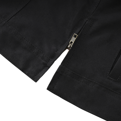 Women Waistcoat in Black Cotton Twill with Multiple Pockets