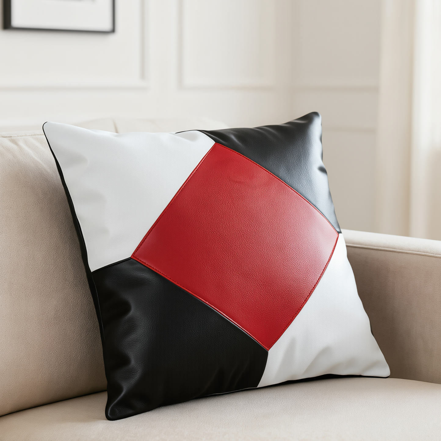 set of 2-diamond pattern leather cushion covers  for sofa