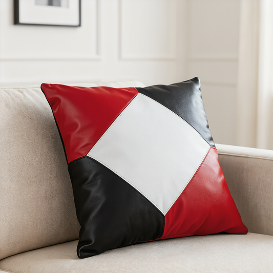 Set of 2-Diamond Pattern Leather Cushion Covers  for Sofa