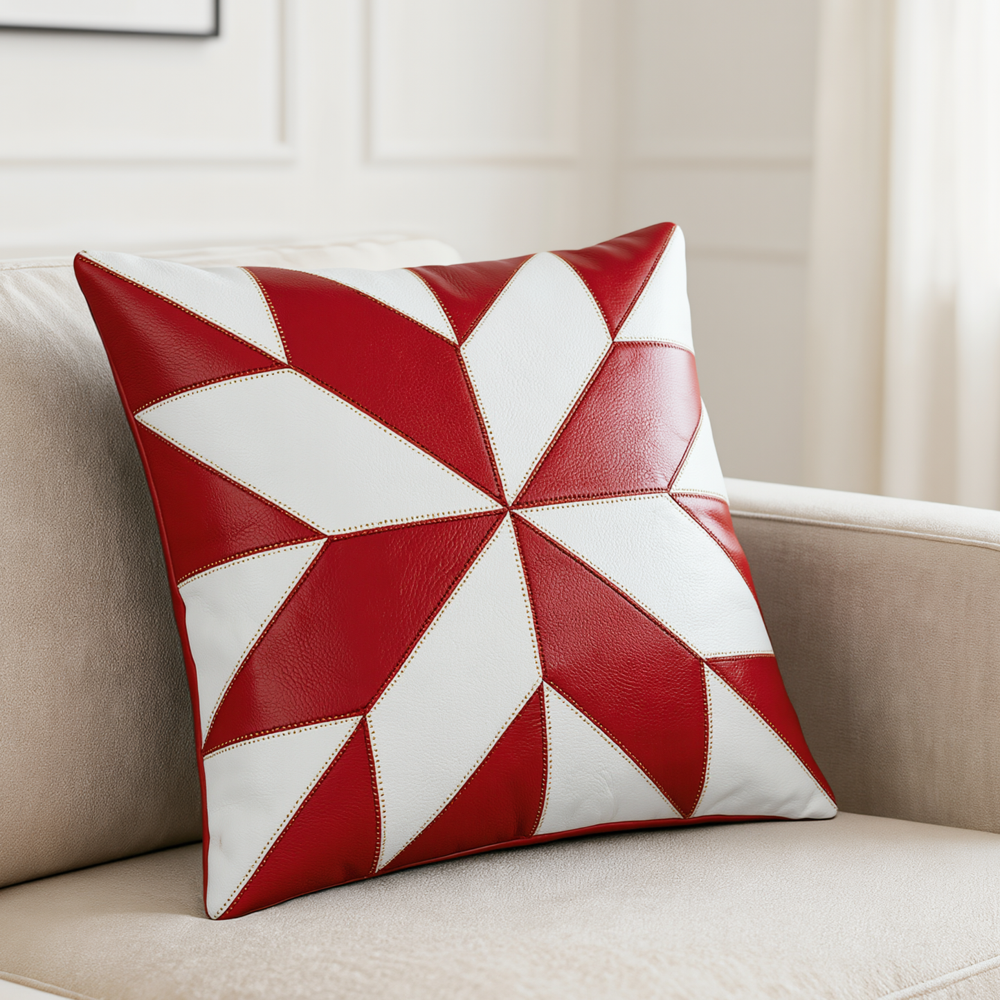 2 x black & white flower original leather cushion covers