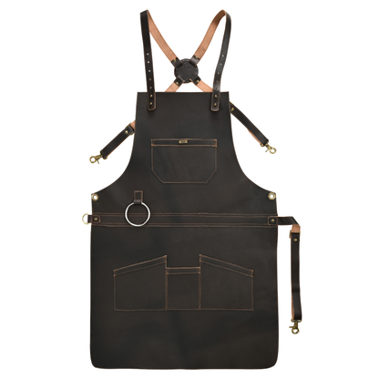 Real Leather Multi-Pocket Apron Butcher Apron - BBQ Apron - Cooking Apron