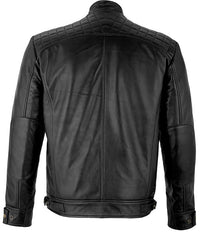 Mens Retro Vintage Grey Style Zipped Diamond Casual Biker Leather Jacket