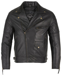 Mens Ashwood Diamond Vintage Brown Biker Style Leather Jacket