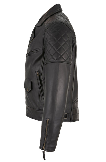 Mens Ashwood Diamond Vintage Brown Biker Style Leather Jacket