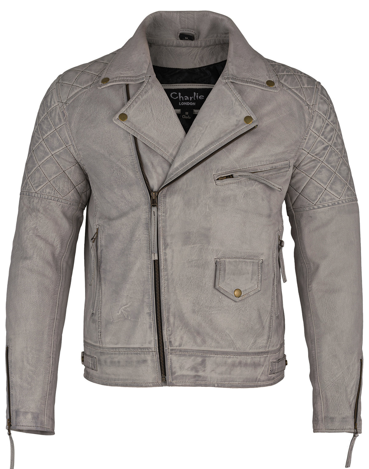 mens ashwood diamond vintage brown biker style leather jacket