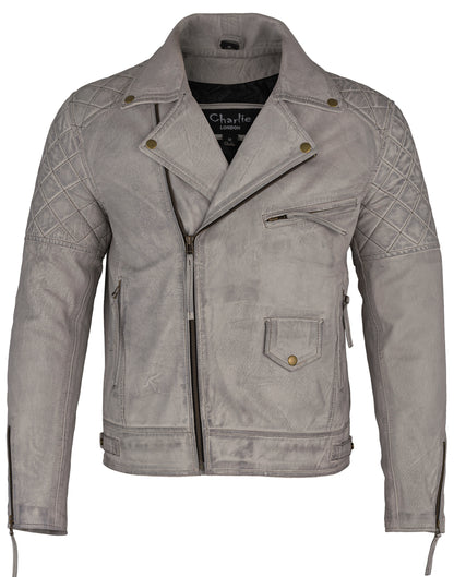 Mens Ashwood Diamond Vintage Brown Biker Style Leather Jacket