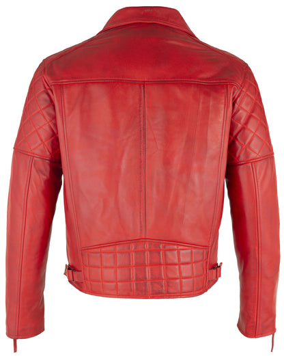 Mens Ashwood Diamond Vintage Brown Biker Style Leather Jacket