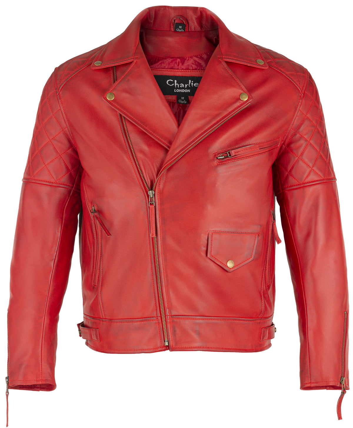 mens ashwood diamond vintage brown biker style leather jacket