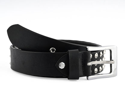 Premium Leather Belts with Round Pyramids Design & Steel Buckle for All