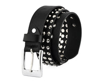 Premium Leather Belts with Round Pyramids Design & Steel Buckle for All