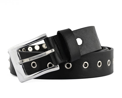 Premium Leather Belts with Round Pyramids Design & Steel Buckle for All