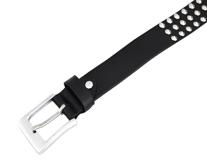 Premium Leather Belts with Round Pyramids Design & Steel Buckle for All